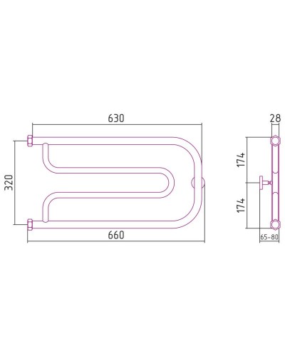 Полотенцесушитель водяной 320х650 золотой матовый Сунержа Гусли 032-0009-3265
