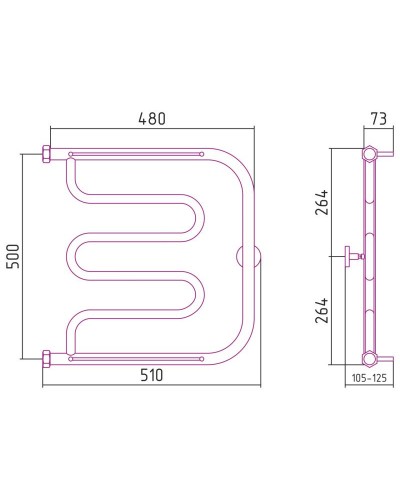 Полотенцесушитель водяной 500х500 черный матовый Сунержа Лира 2 полки 31-0012-5050