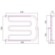 Полотенцесушитель водяной 500х650 шампань матовая Сунержа Лира 2 полки 022-0012-5065