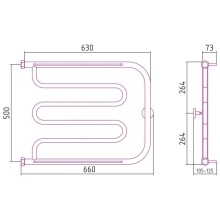 Полотенцесушитель водяной 500х650 темный титан муар Сунержа Лира 2 полки 15-0012-5065