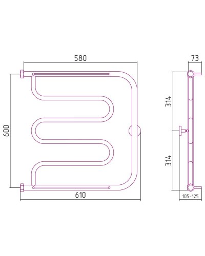 Полотенцесушитель водяной 600х600 золотой Сунержа Лира 2 полки 03-0012-6060