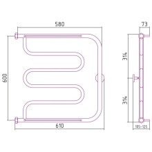 Полотенцесушитель водяной 600х600 шампань матовая Сунержа Лира 2 полки 022-0012-6060