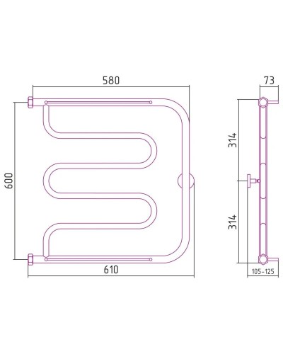 Полотенцесушитель водяной 600х600 золотой матовый Сунержа Лира 2 полки 032-0012-6060