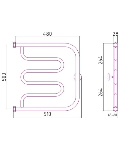 Полотенцесушитель водяной 500х500 черный матовый Сунержа Лира 31-0011-5050