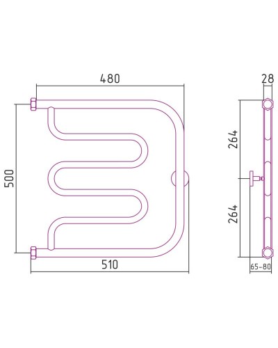 Полотенцесушитель водяной 500х500 темный титан муар Сунержа Лира 15-0011-5050