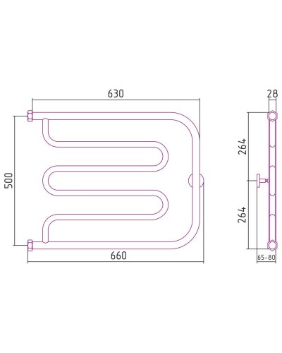 Полотенцесушитель водяной 500х650 золотой Сунержа Лира 03-0011-5065