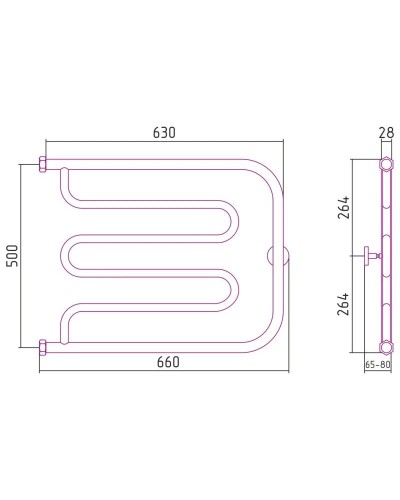 Полотенцесушитель водяной 500х650 черный матовый Сунержа Лира 31-0011-5065
