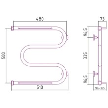 Полотенцесушитель водяной 500х500 белый глянец Сунержа М-образный 2 полки 12-0008-5050