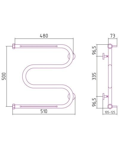 Полотенцесушитель водяной 500х500 белый глянец Сунержа М-образный 2 полки 12-0008-5050