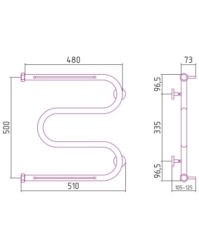 Полотенцесушитель водяной 500х500 черный матовый Сунержа М-образный 2 полки 31-0008-5050