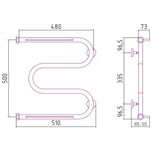 Полотенцесушитель водяной 500х500 шампань Сунержа М-образный 2 полки 020-0008-5050