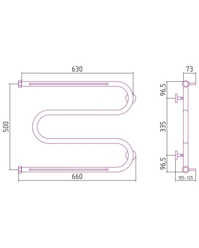 Полотенцесушитель водяной 500х650 белый глянец Сунержа М-образный 2 полки 12-0008-5065