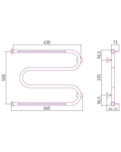 Полотенцесушитель водяной 500х650 золотой матовый Сунержа М-образный 2 полки 032-0008-5065