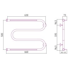 Полотенцесушитель водяной 500х650 черный матовый Сунержа М-образный 2 полки 31-0008-5065