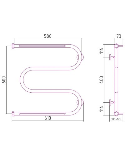 Полотенцесушитель водяной 600х600 золотой Сунержа М-образный 2 полки 03-0008-6060