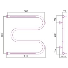 Полотенцесушитель водяной 600х600 шампань матовая Сунержа М-образный 2 полки 022-0008-6060