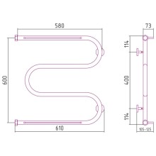 Полотенцесушитель водяной 600х600 черный матовый Сунержа М-образный 2 полки 31-0008-6060