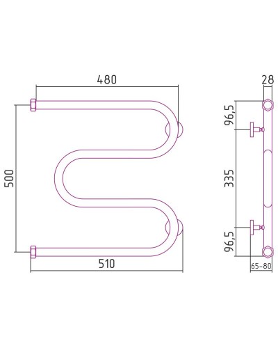Полотенцесушитель водяной 500х500 золотой матовый Сунержа М-образный 032-0007-5050