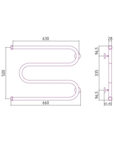 Полотенцесушитель водяной 500х650 шампань матовая Сунержа М-образный 022-0007-5065