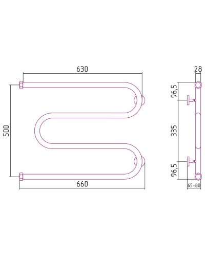 Полотенцесушитель водяной 500х650 темный титан муар Сунержа М-образный 15-0007-5065