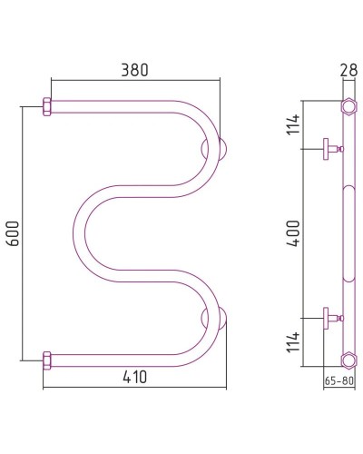 Полотенцесушитель водяной 600х400 золотой матовый Сунержа М-образный 032-0007-6040