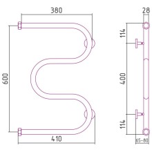 Полотенцесушитель водяной 600х400 шампань Сунержа М-образный 020-0007-6040