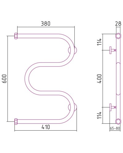Полотенцесушитель водяной 600х400 шампань Сунержа М-образный 020-0007-6040