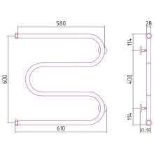 Полотенцесушитель водяной 600x600 золотой Сунержа М-образный 03-0007-6060