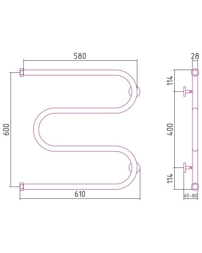 Полотенцесушитель водяной 600x600 белый матовый Сунержа М-образны 30-0007-6060