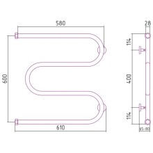 Полотенцесушитель водяной 600x600 черный матовый Сунержа М-образны 31-0007-6060