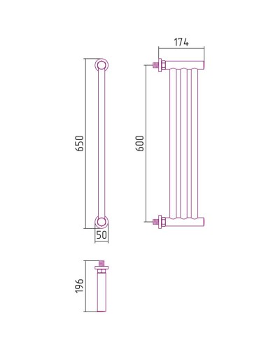 Полотенцесушитель водяной 600х195 белый матовый Сунержа Хорда 30-0124-0600