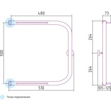 Полотенцесушитель водяной 500х500 Сунержа П-образный +2 полки 00-0004-5050