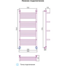 Полотенцесушитель водяной 1200х500 подключение диагональное/нижнее Сунержа Богема +4 полки 00-0104-1250