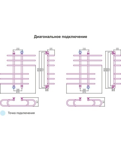 Полотенцесушитель водяной 800x900 подключение диагональное/нижнее Сунержа Фурор 00-0108-8090
