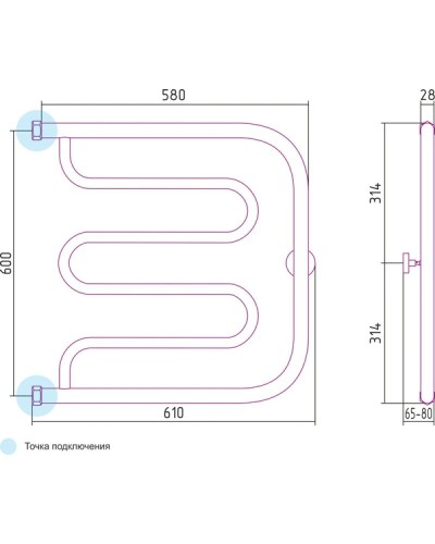 Полотенцесушитель водяной 600х600 Сунержа Лира 00-0011-6060