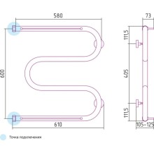 Полотенцесушитель водяной 600х600 Сунержа М-образный +2 полки 00-0008-6060