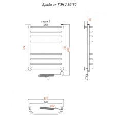 Электрический полотенцесушитель Тругор Браво 2 элТЭН 80x50 Хром