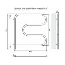 Электрический полотенцесушитель Terminus F-образный 600x600 4620768883897 поворотный Хром