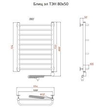 Электрический полотенцесушитель Тругор Блиц элТЭН 80x50 Хром