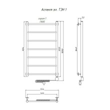 Электрический полотенцесушитель Тругор Аспект 1 элТЭН 100x50 Хром