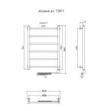 Электрический полотенцесушитель Тругор Аспект 1 элТЭН 80x40 Хром