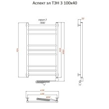 Электрический полотенцесушитель Тругор Аспект 3 элТЭН 100x40 Хром