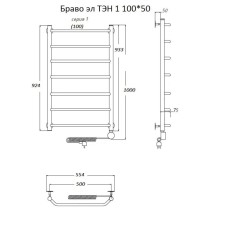 Электрический полотенцесушитель Тругор Браво 1 элТЭН 100x50 Хром