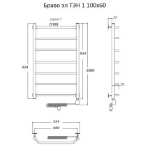 Электрический полотенцесушитель Тругор Браво 1 элТЭН 100x60 Хром