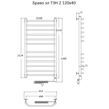 Электрический полотенцесушитель Тругор Браво 2 элТЭН 120x40 Хром