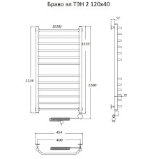 Электрический полотенцесушитель Тругор Браво 2 элТЭН 120x40 Хром