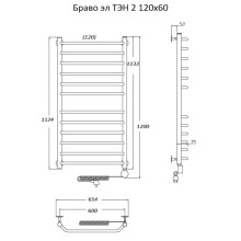 Электрический полотенцесушитель Тругор Браво 2 элТЭН 120x60 Хром