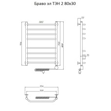 Электрический полотенцесушитель Тругор Браво 2 элТЭН 80x30 Хром