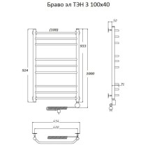 Электрический полотенцесушитель Тругор Браво 3 элТЭН 100x40 Хром