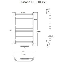 Электрический полотенцесушитель Тругор Браво 3 элТЭН 100x50 Хром